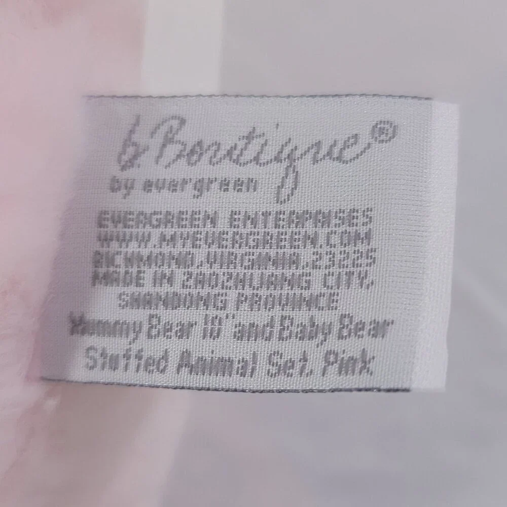 Evergreen B. Boutique Pink Momma Bear and Baby Bear Stuffed Animal Set